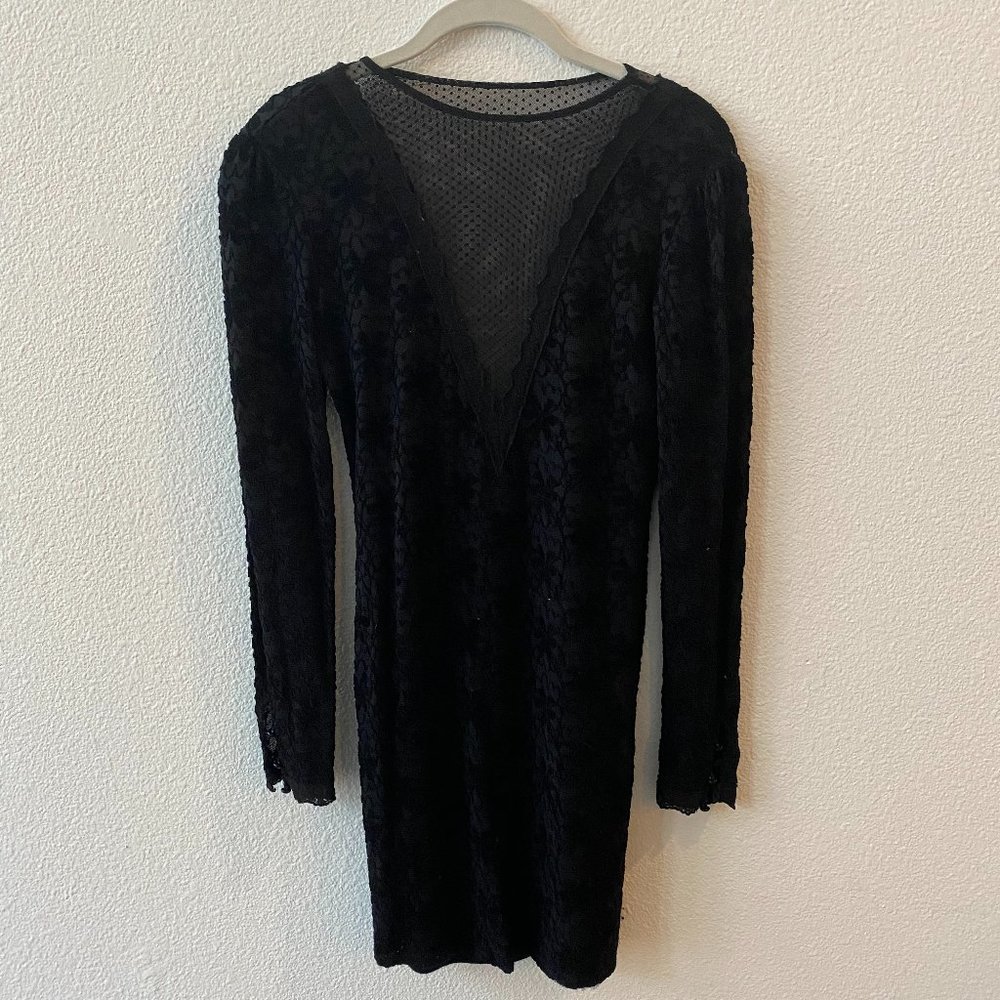 Deep V Mesh and Lace Mini Dress